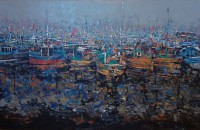 Shan Amrohvi, 48 x 72 inch, Acrylic on Canvas, Cityscape Painting, AC-SA-197